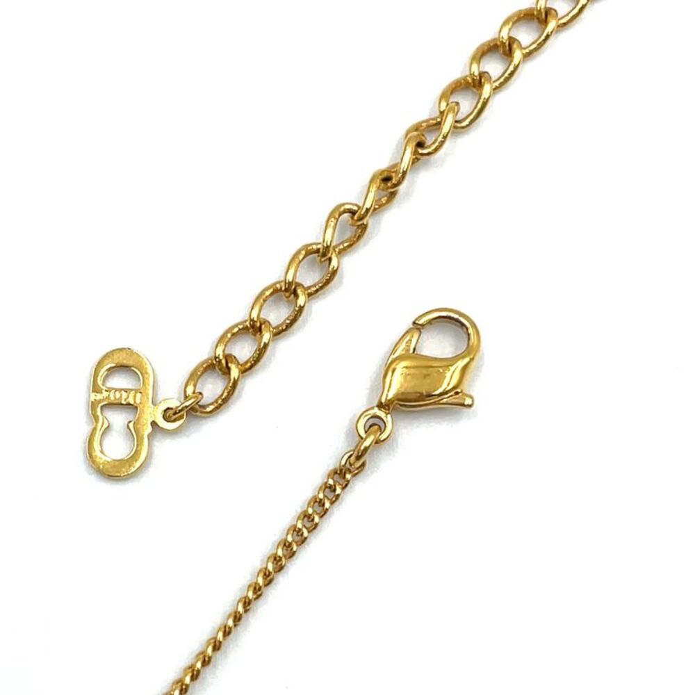 Christian Dior Rhinestone Logo Necklace Gold - Picture 7 of 8